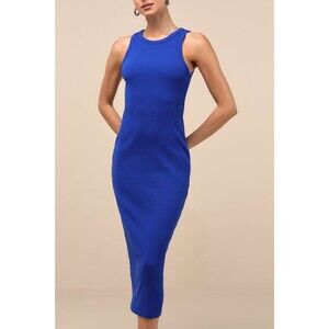 Lulus Majorly Trendy Dress Women's M Cobalt Midi Ribbed Bodycon NWOT